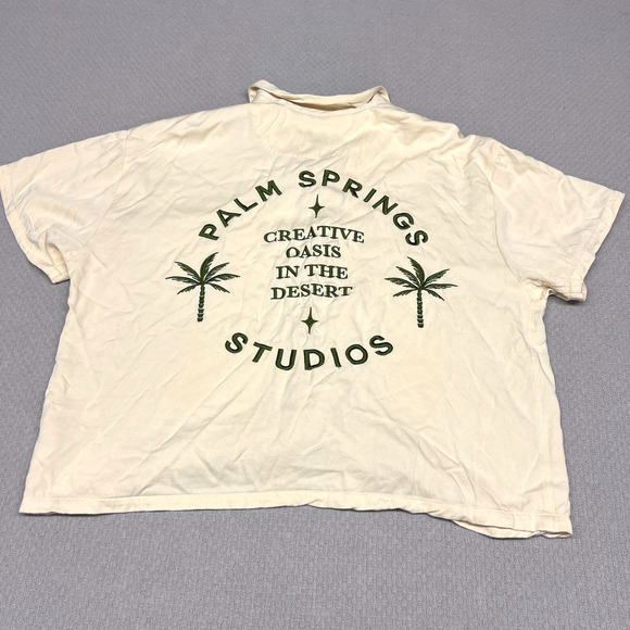 Pacsun Palm Springs Embroidered Woven Camp Shirt Mens Large Cropped Cabana Beach - Picture 1 of 8